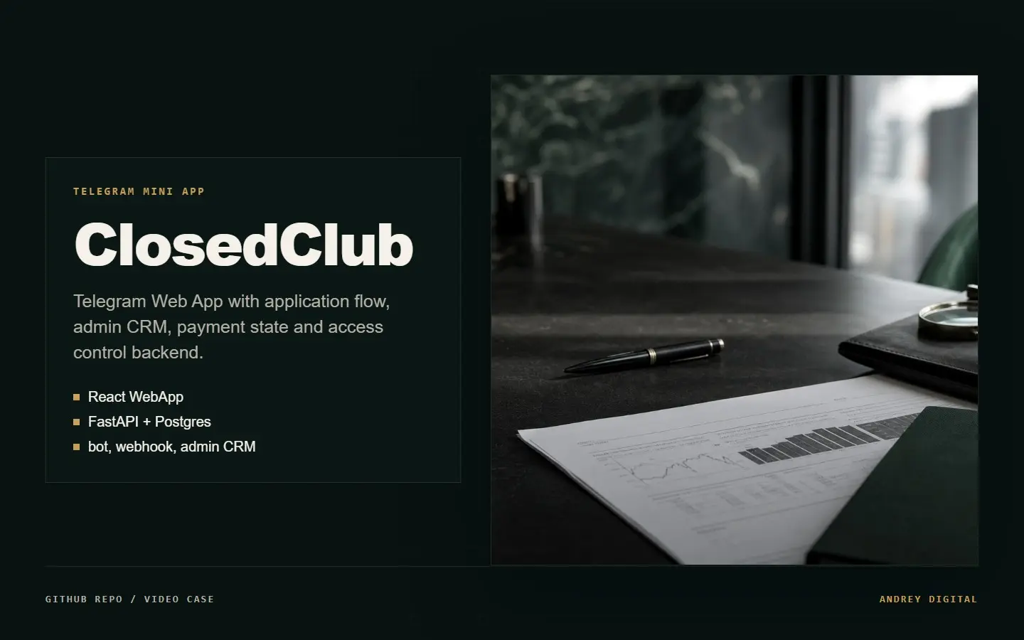 Превью проекта ClosedClub: Telegram Mini App для закрытого инвестиционного клуба